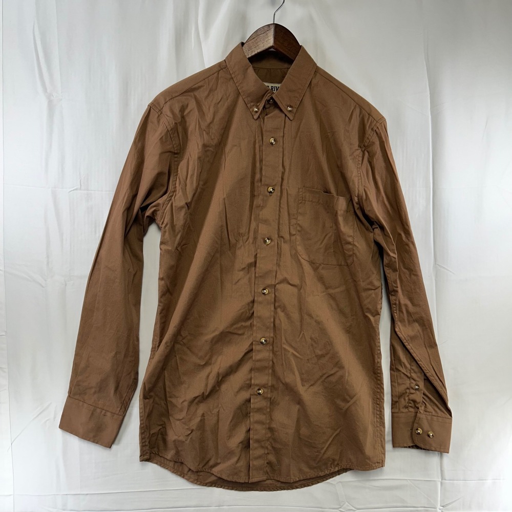 Red River Outfitters Button Down Shirt Mens Medium Brown Cotton Rugged New *Flaw